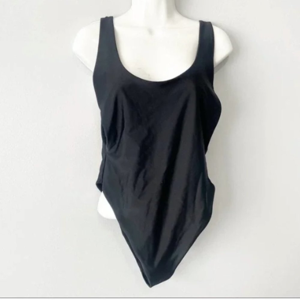 Aerie black one piece Swimsuit scoop neck low back size large bathing suit
